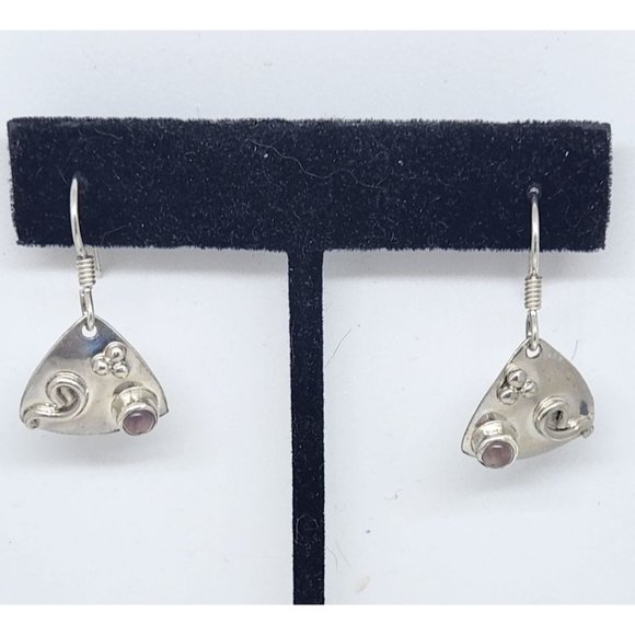 Jewelry Earrings Set Tiger Eye Circle 925 Silver Weight 4 Gr 18.5 ct Handmade - Picture 1 of 8
